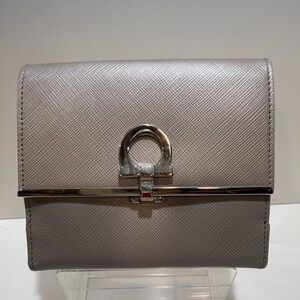 Salvatore Ferragamo Silver Gray Compact Wallet